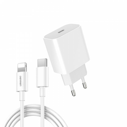 DENMEN DC06L Punjač za mobilne Type C 20W 3,6A Fast + Lightning kabl bela