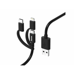 HAMA (183225) 3u1 micro USB kabl sa adapteron u USB-C i lightning 1.8m crni