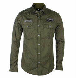 Moška srajca BRANDIT - Luis Vintageshirt with badges - 4023-olive