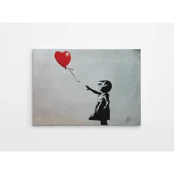 Wallity Slika devojčice sa balonom 50x70 cm siva