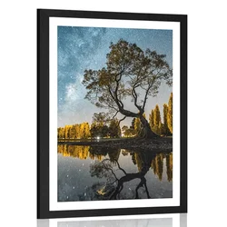 Plakat s paspartujem drevesa pod zvezdnatim nebom - 40x60 no frame