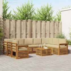 Setovi sofa 10 pcs Prirodna i bež Čvrsto drvo akacije