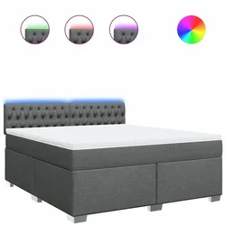 Vidaxl Box spring postelja z vzmetnico temno siva 180x200 cm blago