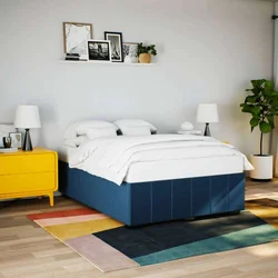 vidaXL Posteljni okvir brez vzmetnice moder 160x200 cm blago