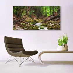 tulup.si Steklena slika Forest moss narava 140x70 cm 4 obešalnika