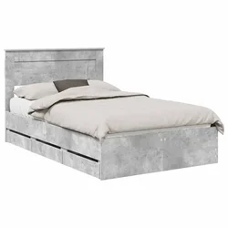 Vidaxl Konstrukcija postelje s predalom Betonsko siva 135 x 190 cm