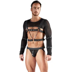 Svenjoyment Crop Top, Chest Harness & Jock Set 2180502 Black M