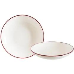 BONNA globoki krožnik Linea Bloom, 23cm, bordo, porcelan, 6kos