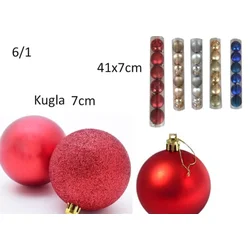 Novogodišnje kugle 6/1 7cm više boja ( 392003 )