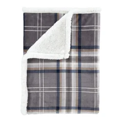 Siva odeja iz sherpa flisa 130x170 cm Kelso Check – Catherine Lansfield