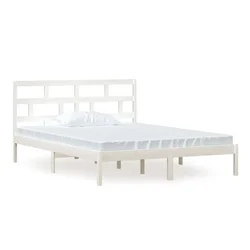 Vidaxl Posteljni okvir bel 150x200 cm trden les