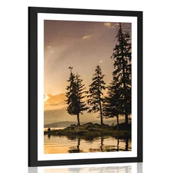 Plakat s paspartujem gorsko jezero - 40x60 white