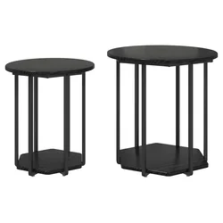 Set pomoćnih stolića s policom 2 pcs Crni hrast