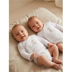 Sinsay - Pamučni bodiji sa motivom životinja 2 pack - belo