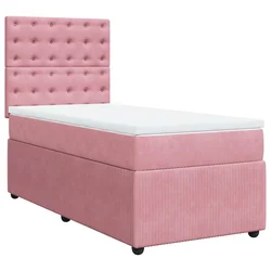 Vidaxl Box spring postelja z vzmetnico roza 80x200 cm žamet