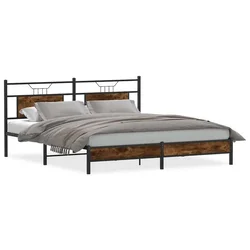 Vidaxl Posteljni okvir brez vzmetnice hrast 183x213 cm inženirski les