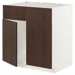 METOD Pod.elem.sudop. i 2vrata/front, bela/Sinarp smeđa, 80x60 cm