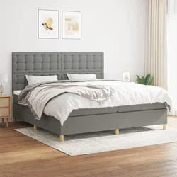 shumee Box spring postelja z vzmetnico temno siva 200x200 cm blago