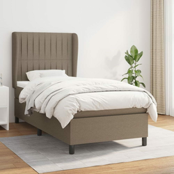 Greatstore Box spring postelja z vzmetnico taupe 90x200 cm blago