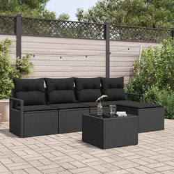 Set sofe s jastukom s pohranom 6 pcs Crna poliratan