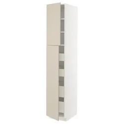METOD / MAXIMERA Vis.el. s 2 vrata/4 fioke, bela/Havstorp bež, 40x60x220 cm