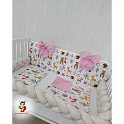 Bubamara037 Set za krevetac sa ogradicom od pletenica, 120x60cm, Krem