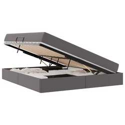 Krevet s madracem i skladištem s madracem 2 pcs Siva Koža