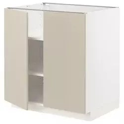 METOD Podni element s policama/2 vrata, bela/Havstorp bež, 80x60 cm