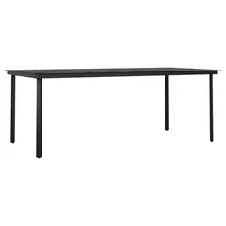 Vrtni blagovaonski stol crni 200 x 100 x 74 cm čelik i staklo