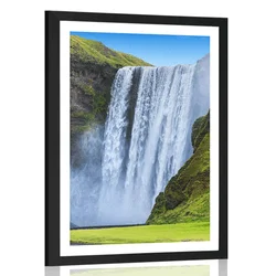 Plakat s paspartujem značilen slap na Islandiji - 20x30 white