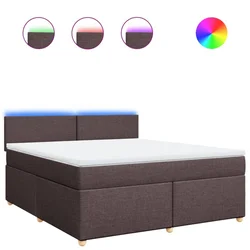 Vidaxl Box spring postelja z vzmetnico temno rjava 180x200 cm blago