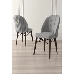 Hanah Home set trpezarijskih stolica Ritim 8 kom, siva tkanina Babyface, drvene noge boje oraha