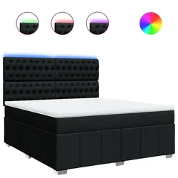Vidaxl Box spring postelja z vzmetnico črna 180x200 cm blago