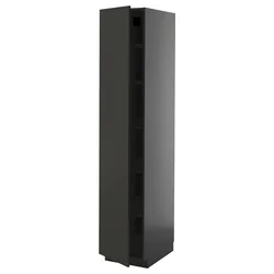 METOD Visoki element s policama, Crnosiva/Nickebo boja antracita, mat, 40x60x200 cm