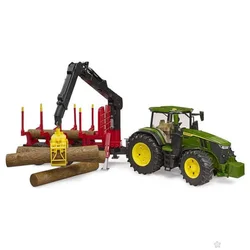 Traktor John Deere 7R 350 sa prikolicom i 4 trupca 031541