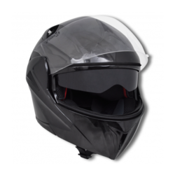 VIDAXL kaciga za motocikl s dvostrukim preklopnim vizirom XL crna