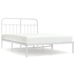 Vidaxl Kovinski posteljni okvir z vzglavjem bel 140x190 cm