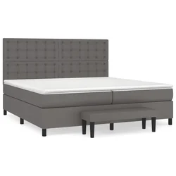 Vidaxl Box spring postelja z vzmetnico siva 200x200 cm umetno usnje