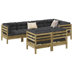7-dijelni set vrtnih sofa od impregnirane borovine s jastucima
