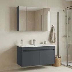 HANAH HOME Kupatilski ormarić sa umivaonikom i ogledalom (2 komada) Side 100 v3 636