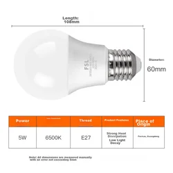Foshanzhaoming LED sijalica, E27, 5W, 6500K