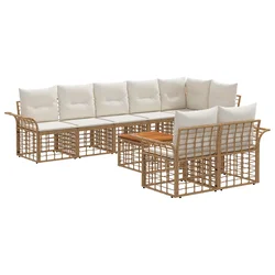 Set vanjskih sofa 9 pcs Prirodna i krema bijela poliratan