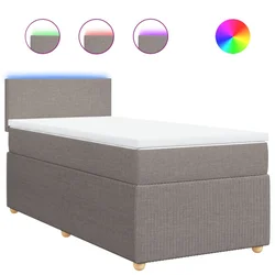 Vidaxl Box spring postelja z vzmetnico taupe 90x190 cm blago