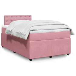 Vidaxl Box spring postelja z vzmetnico roza 120x190 cm žamet