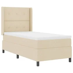 LED Box Spring Krevet s uzglavljem Krema 90 x 190 cm tkanina