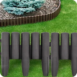 Vrtna palisadna plastična ograja z robom trate 280 x 24 cm antracitna