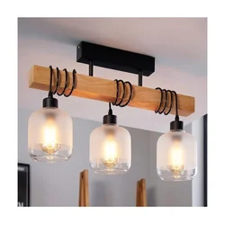 Brilagi - Plafonski luster WOOD GLASS 3xE27/60W/230V borovina/crna/bela