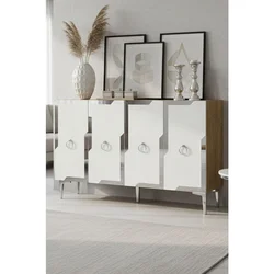 Hanah Home komoda Seza 120, 120 cm, hrast Sapphire / bela / srebrna