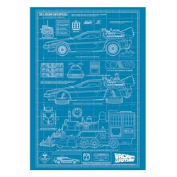 Back to the Future art print nacrt vremenske mašine, A3