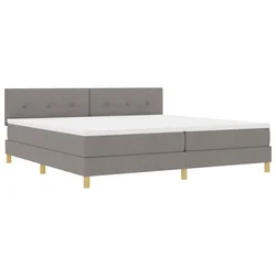 Vidaxl LED Box Spring Postelja z blazino Taupe 200 x 200 cm blago